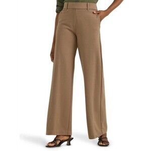 Lee Pull-On Comfort Waist Wide Leg Soft Knit Pants Womens XXL Oscar Khaki NEW